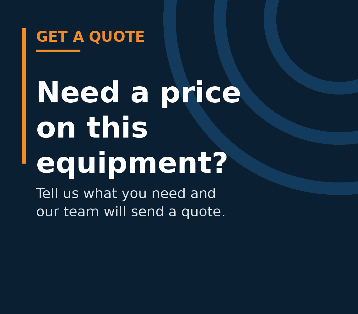Get a quote: need a price on this equipment? Tell us what you need and our team will send a quote.