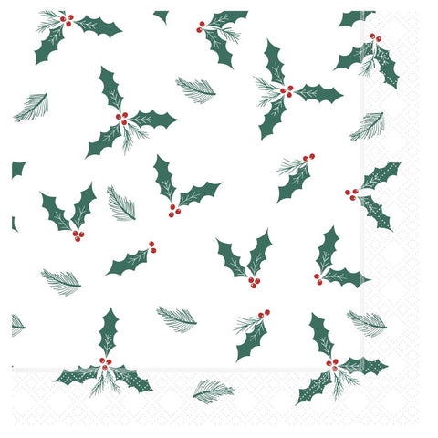 Swantex Lunch Napkin Jolly Holly 33x33cm 2ply 1/4 Fold (Pack of 2000)
