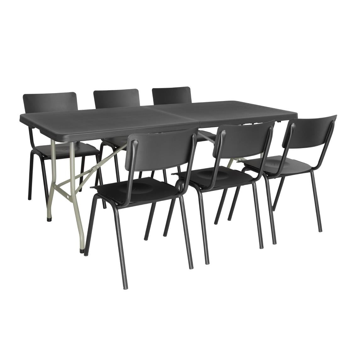 Bolero Rectangular Centre Folding Table Black 6ft