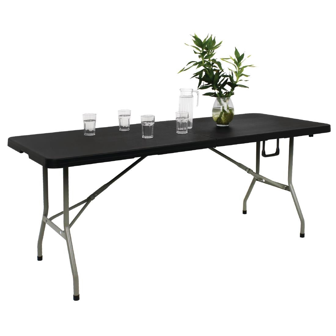 Bolero Rectangular Centre Folding Table Black 6ft