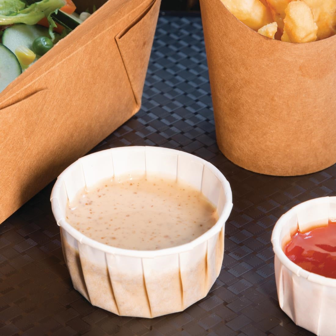 4 Aces Recyclable Paper Sauce Pots Large 112ml (250 Pack)