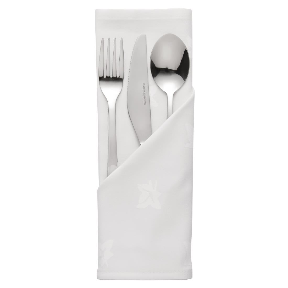 Mitre Luxury Luxor Cotton Napkins Ivy Leaf White 550 x 550mm (10 Pack)