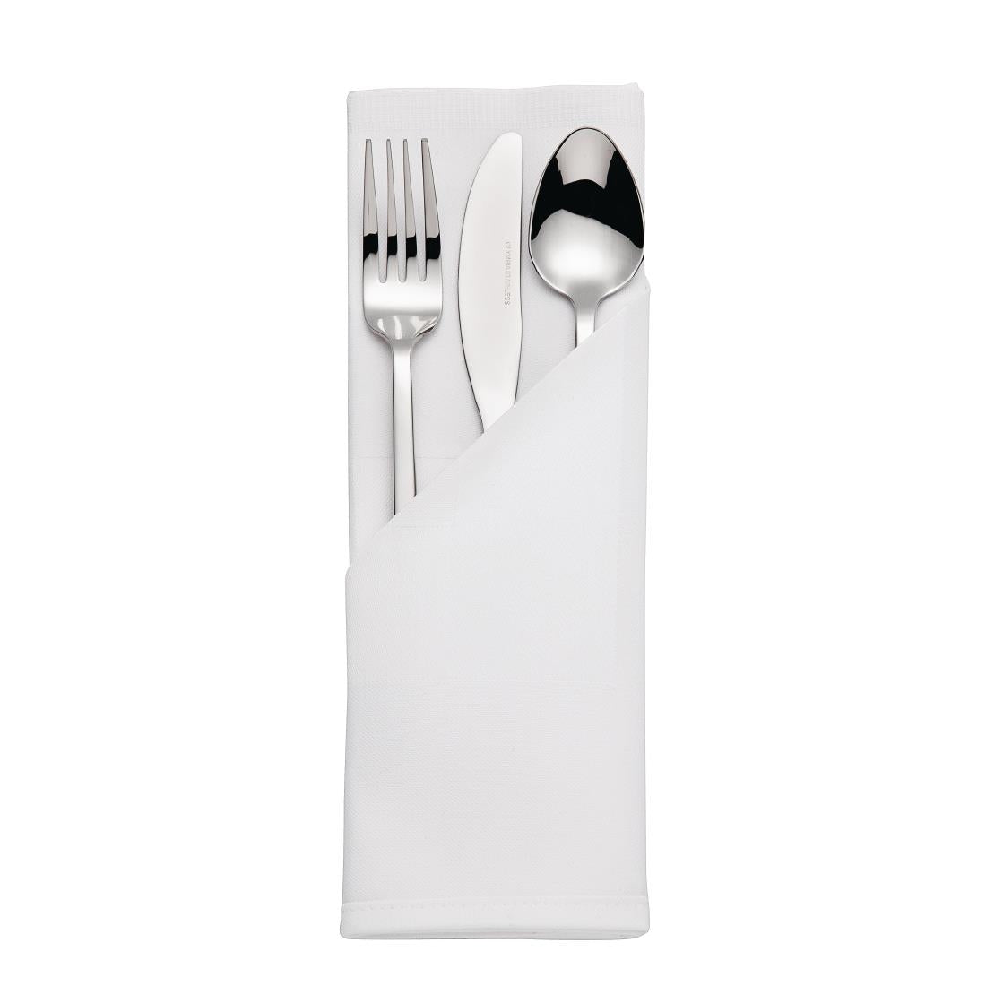Mitre Luxury Satin Band Napkins Cotton White (10 Pack)