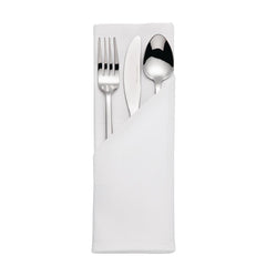 Mitre Luxury Satin Band Napkins Cotton White (10 Pack)