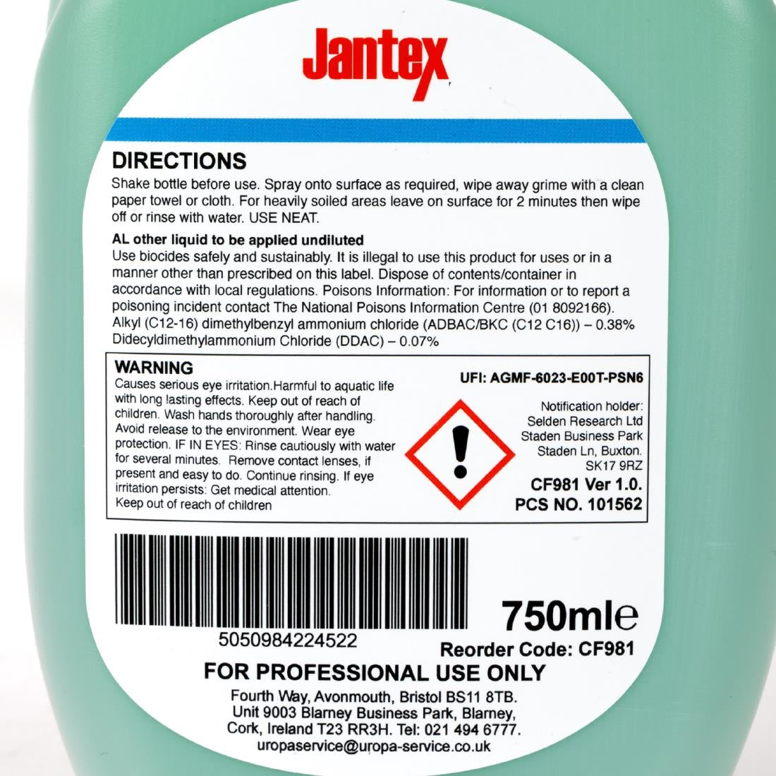 Jantex Washroom Cleaner Ready To Use 750ml