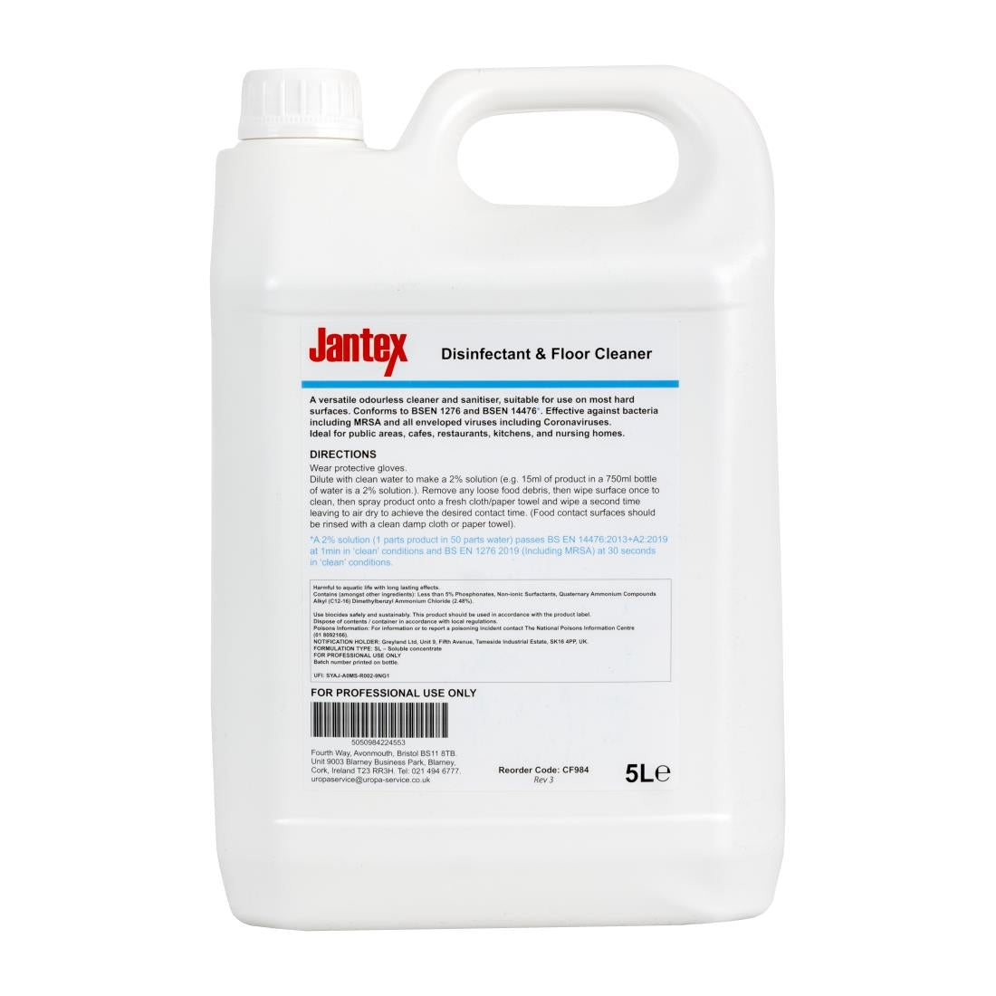 Jantex Cleaner and Disinfectant Concentrate 5Ltr