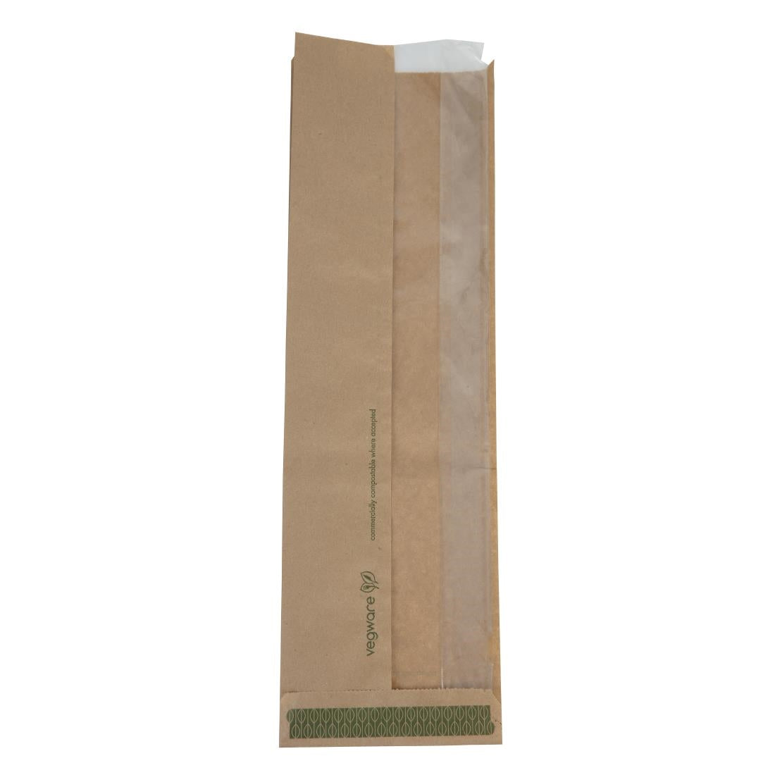 Vegware Compostable Kraft Baguette Bags with PLA Window (1000 Pack)