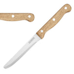 Olympia Rounded Steak Knives with Acacia Wood Handles 110mm (12 Pack)