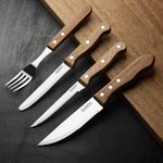 Olympia Rounded Steak Knives with Acacia Wood Handles 110mm (12 Pack)