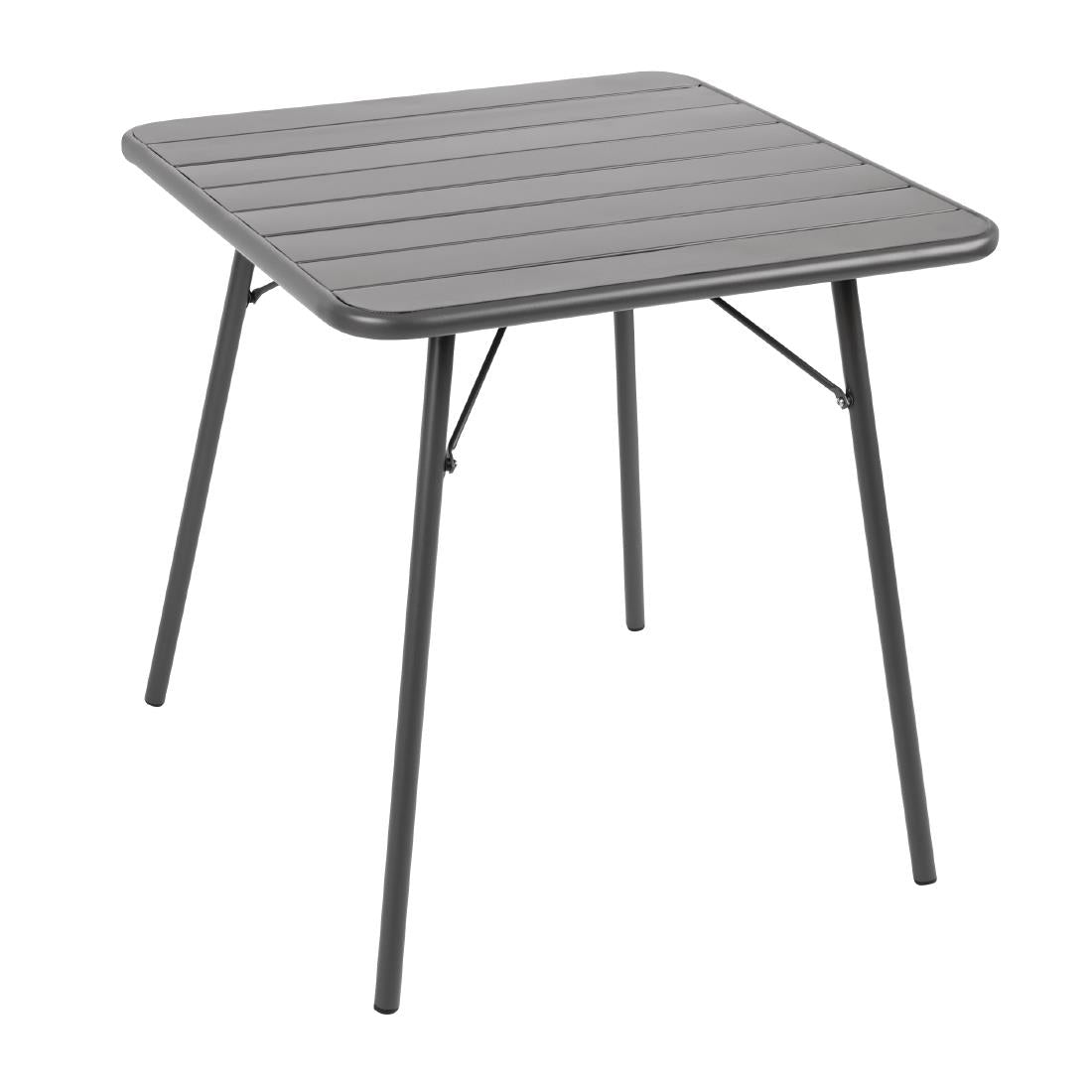 Bolero Amalfi Square Slatted Steel Folding Table Grey 700x700mm