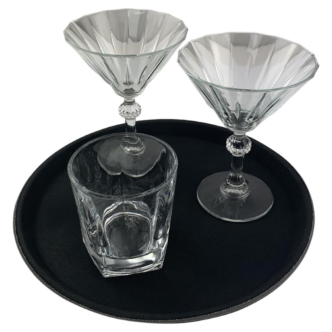 Beaumont Plastic Non-Slip Round Tray Black 280mm