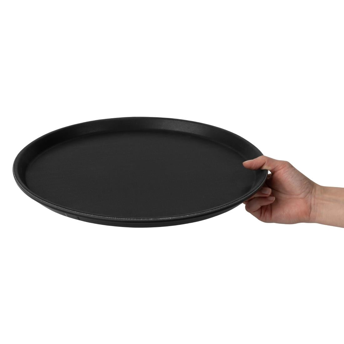 Beaumont Plastic Non-Slip Round Tray Black 355mm