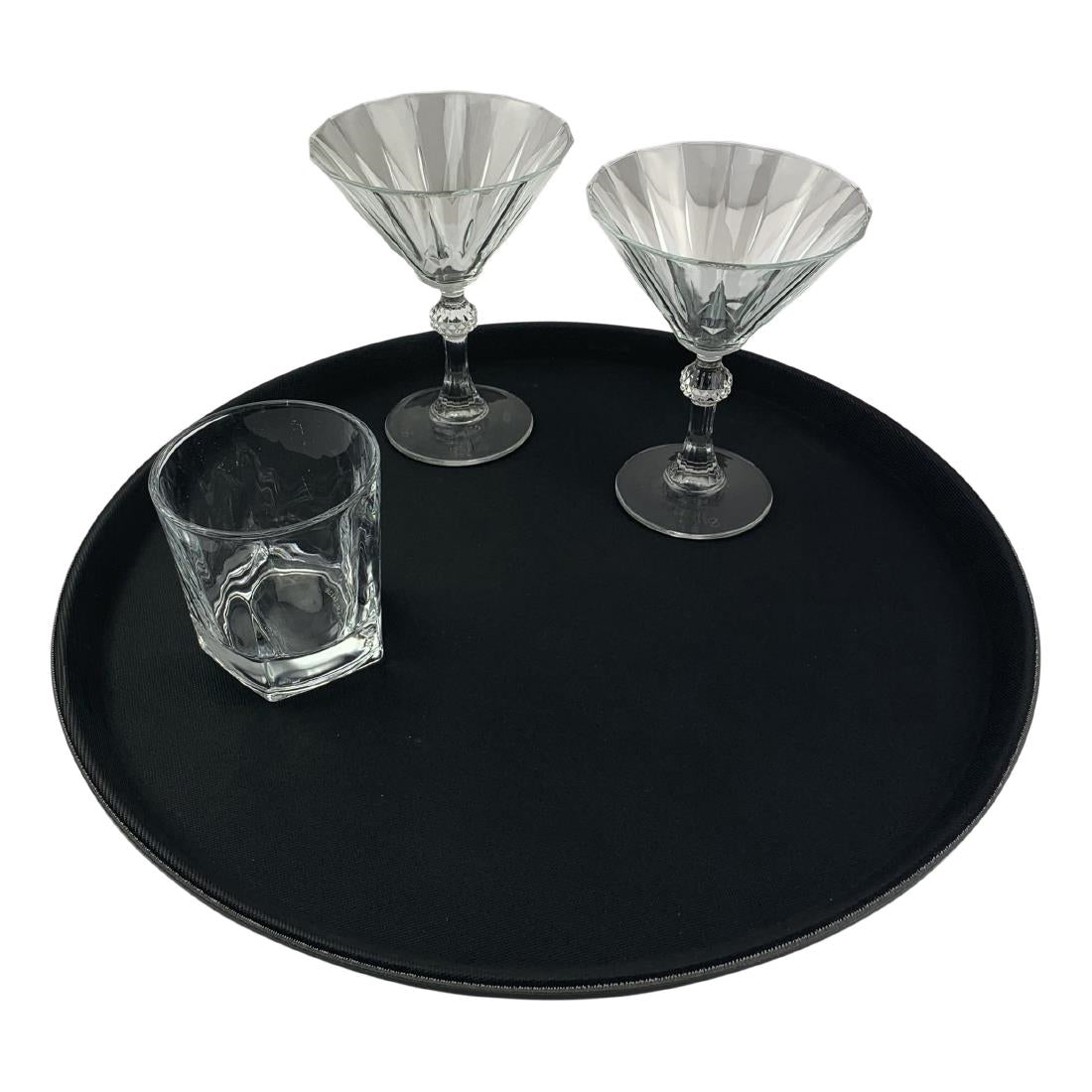 Beaumont Plastic Non-Slip Round Tray Black 406mm