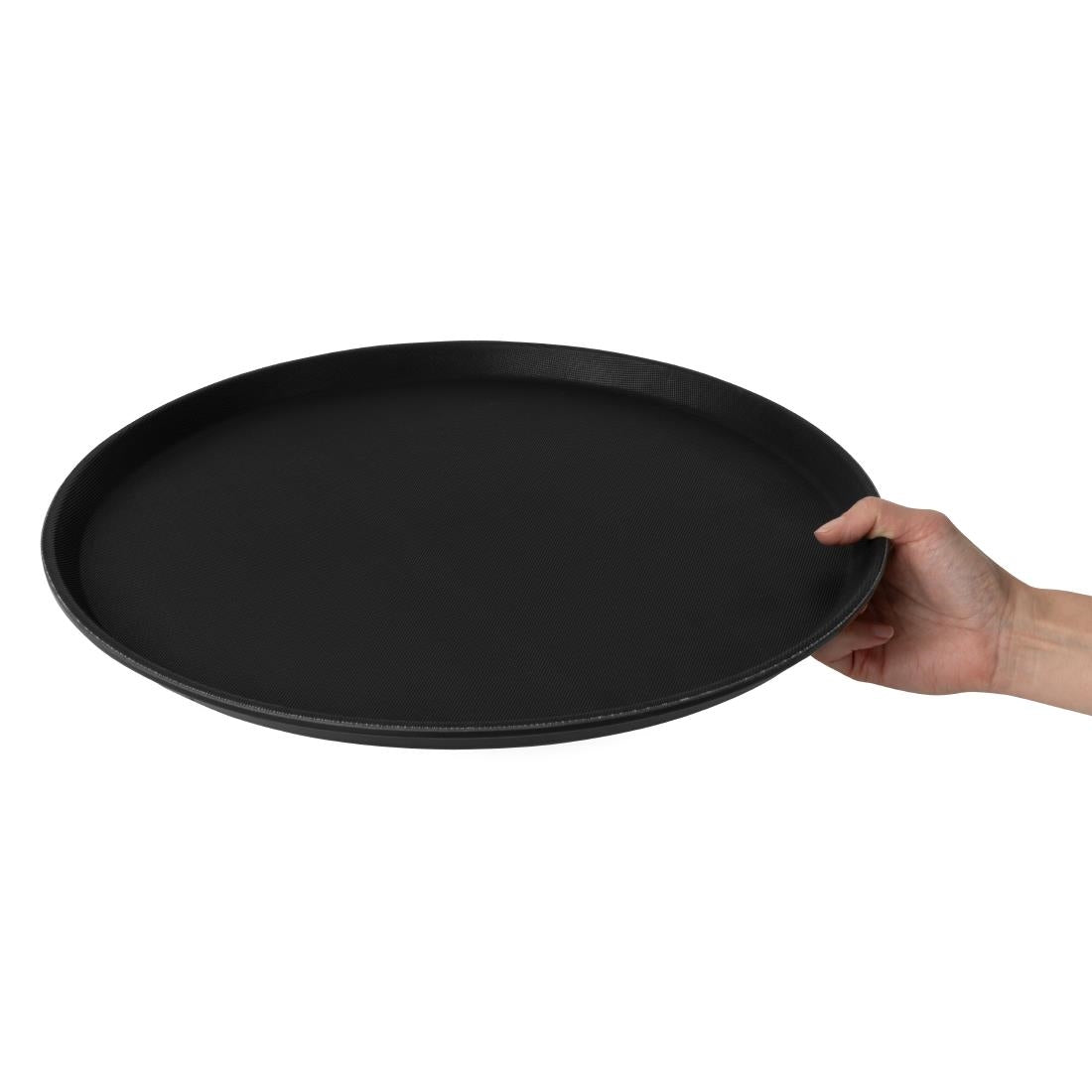 Beaumont Plastic Non-Slip Round Tray Black 406mm