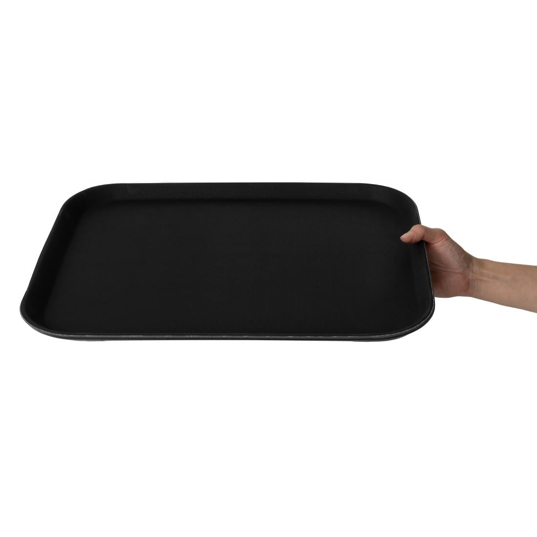 Beaumont Plastic Rectangular Non-Slip Tray Black 360x462mm