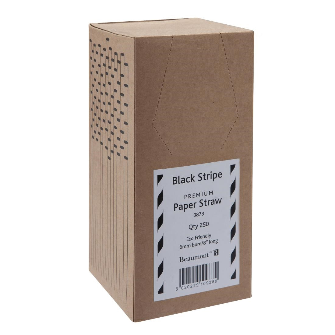 Beaumont Paper Straws Black & White Stripe 200mm (250 Pack)
