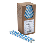 Beaumont Paper Straws Blue & White Stripe 200mm (250 Pack)