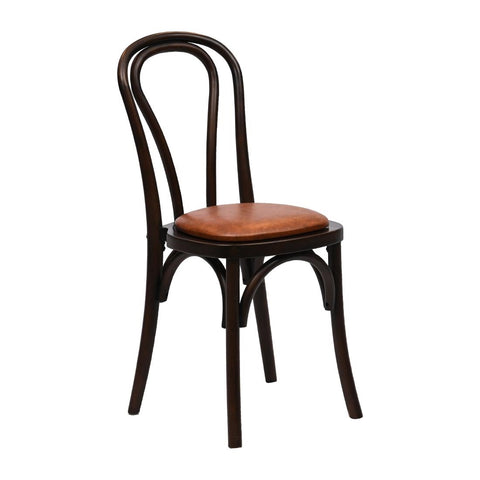 Hoop Back Dining Chair in Dark Walnut with Bison Tan Seat (Pack of 2)