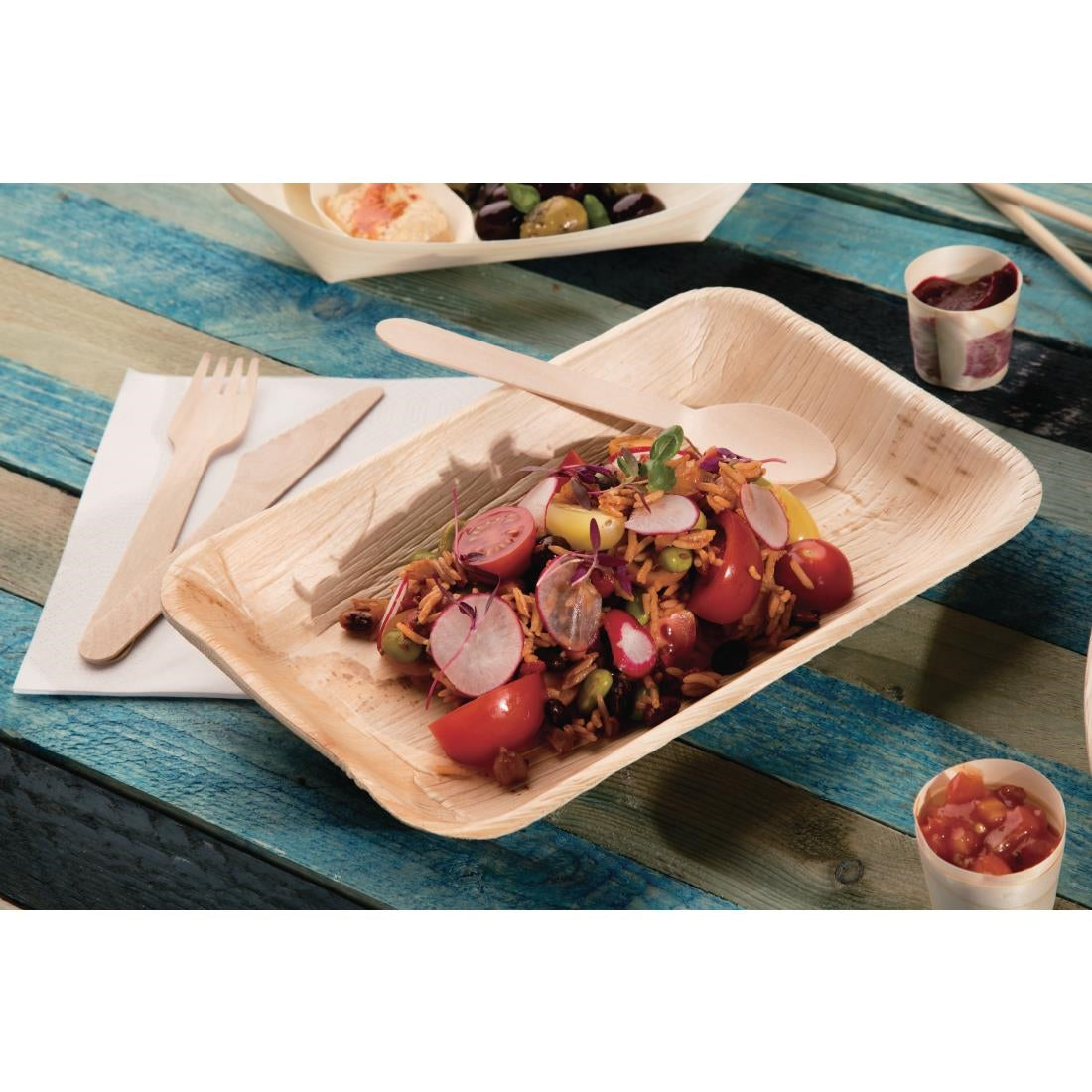 Fiesta Compostable Deep Palm Leaf Plates Rectangular 250mm (100 Pack)