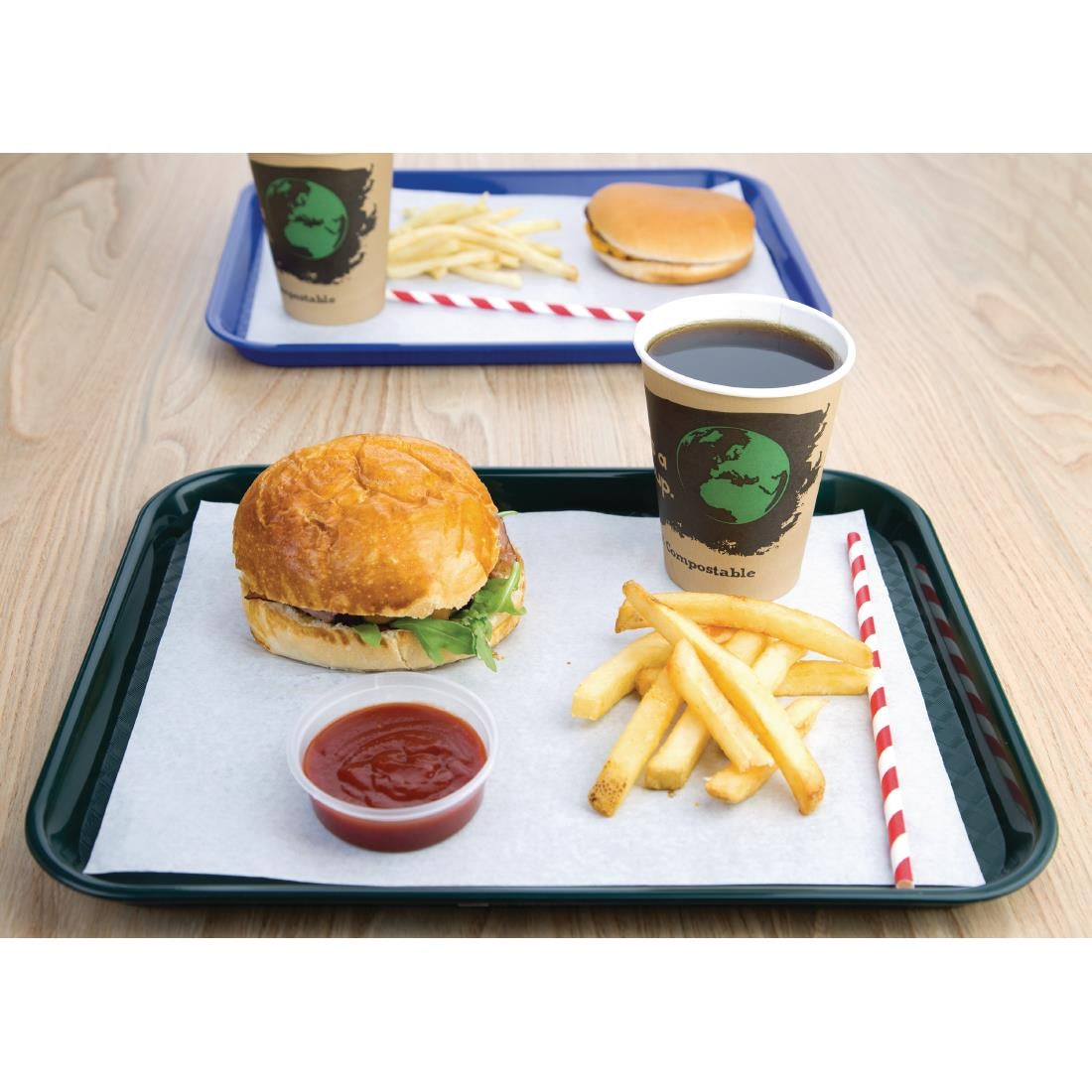 Olympia Kristallon PP Rectangular Tray Green 275x353mm