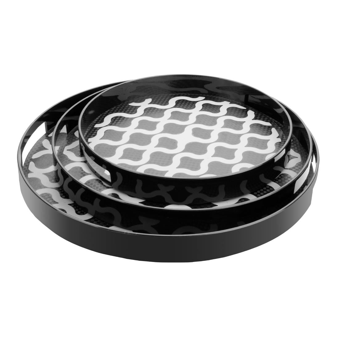 Olympia Kristallon PC Round Non-Slip Tray with Handles 405mm