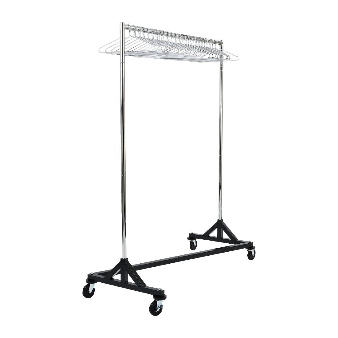 Black and Chrome Garment Rail with 25 Captive Steel Hangers