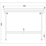 Vogue Stainless Steel Wall Table with Upstand 1500x650mm