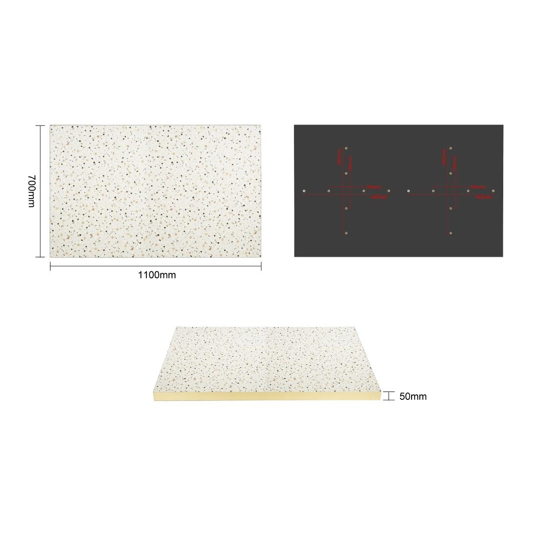 Bolero Rectangular Table Top Terrazzo Style 1100x700mm