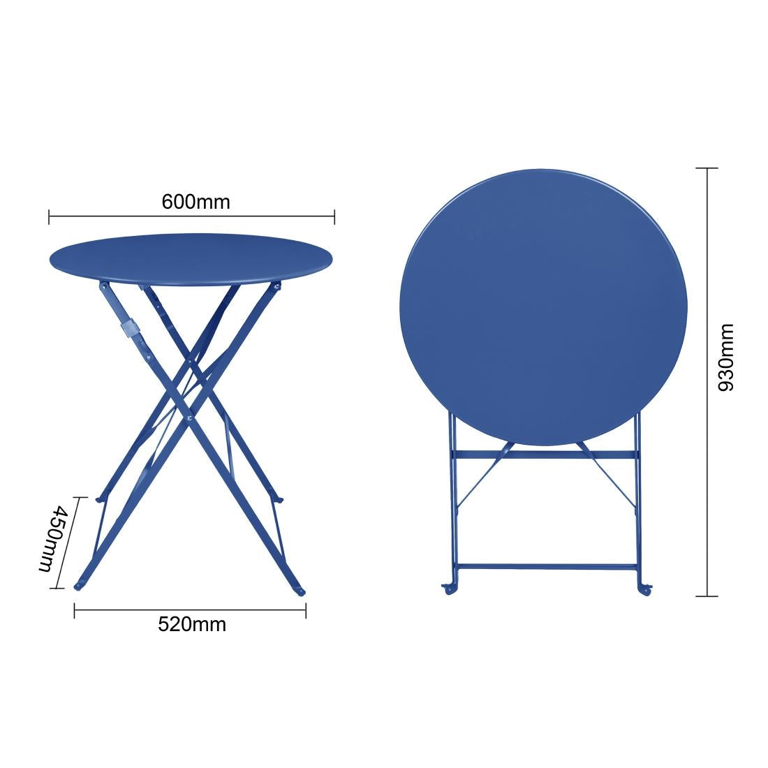 Bolero Perth Pavement Style Round Table Dark Navy 600mm