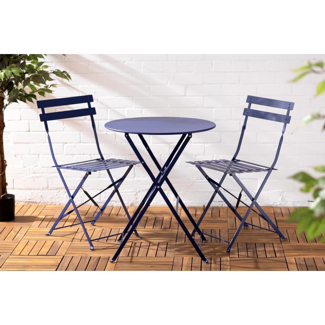 Bolero Perth Pavement Style Round Table Dark Navy 600mm