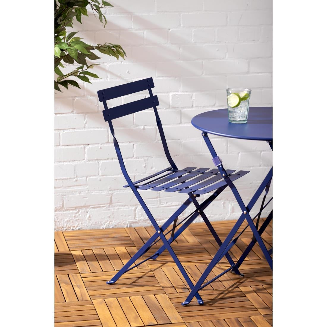Bolero Perth Pavement Style Round Table Dark Navy 600mm