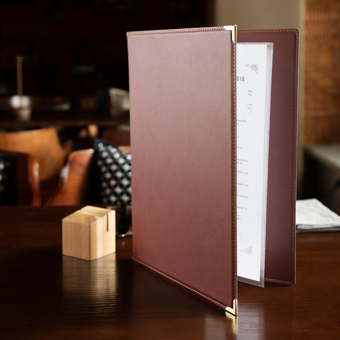 Olympia Faux Leather A4 Menu Cover Burgundy