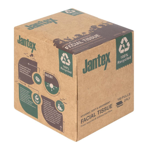 Jantex Green 100% Recycled Facial Tissue Cube 100 Sheets (36 Pack)
