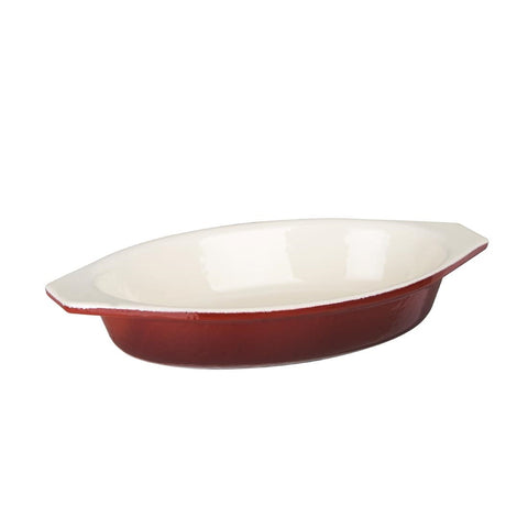 Vogue Oval Cast Iron Gratin Dish Red 650ml product image