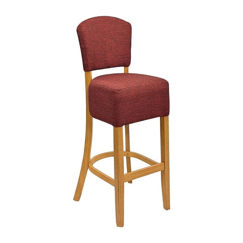Hanoi Bar Chairs in Soft Oak with Shetland Scarlett