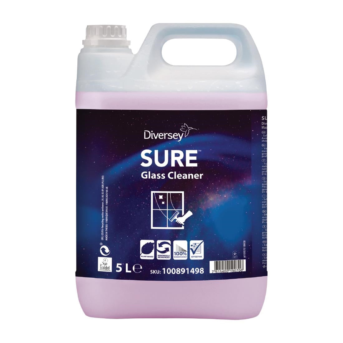 Diversey SURE Glass Cleaner Ready To Use 5Ltr (2 Pack)