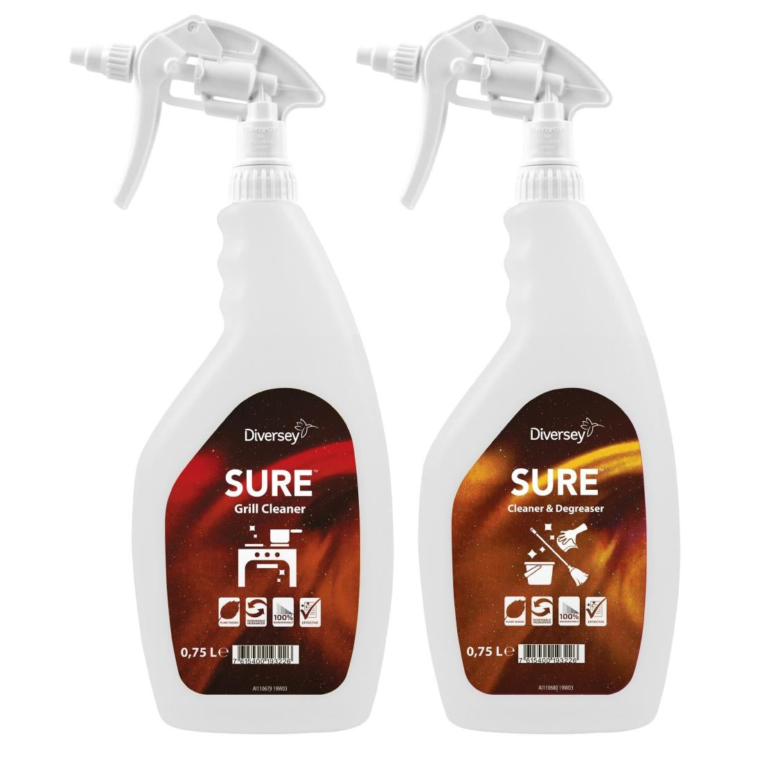 Diversey SURE Cleaner and Degreaser / Grill Cleaner Refill Bottles 750ml (6 Pack)
