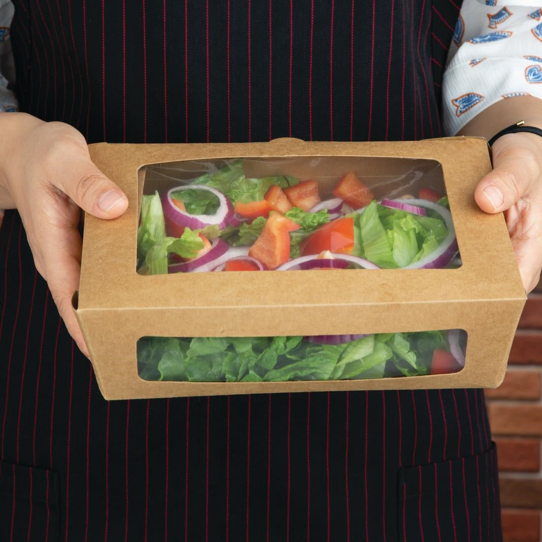 Fiesta Compostable Salad Boxes with PLA Windows 1600ml (200 Pack)