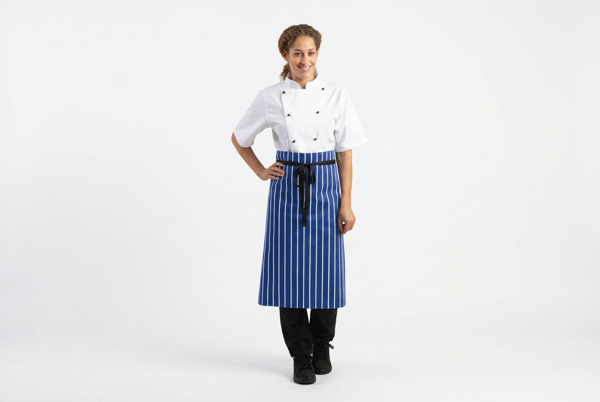 Whites Butchers Waist Apron Blue and White Stripe