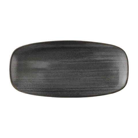 Churchill Stonecast Raw Black Chefs Oblong Plates 270 x 127mm (Pack of 12)