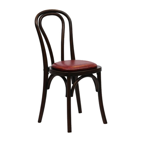 Hoop Back Dining Chair in Dark Walnut with Bison Bordeaux Seat (Pack of 2)