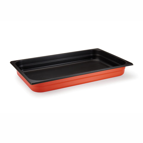 Pujadas Burnt Orange Non-Stick 1/1 GN Pan - burnt orange non-stick stainless steel 1/1 GN steam table pan, 65mm deep