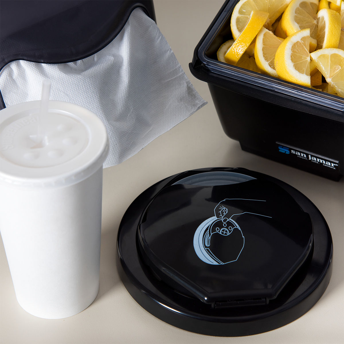 San Jamar L2400C In-Counter Lid Dispenser - 95-114mm - Advantage Catering Equipment