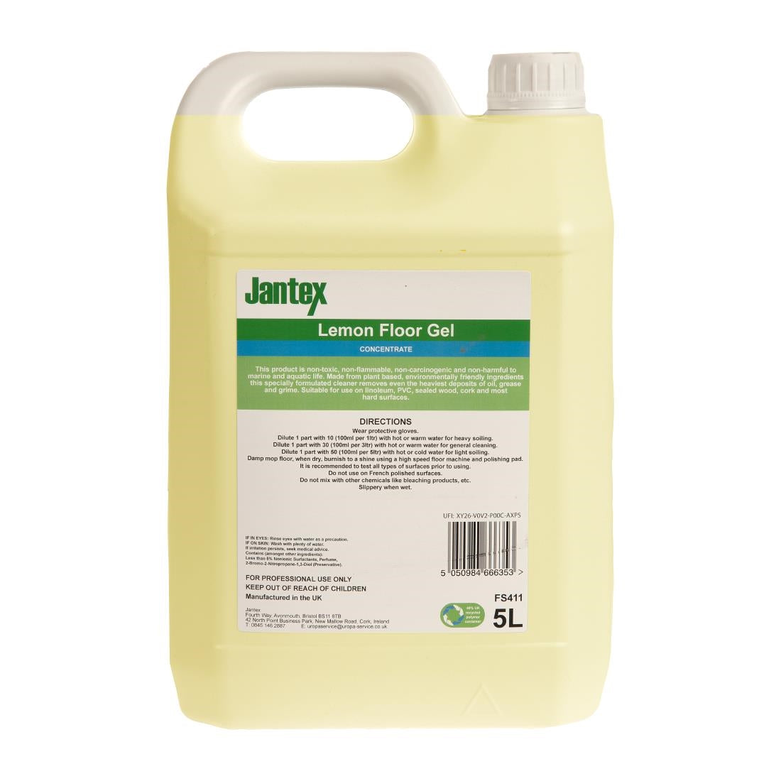Jantex Green Lemon Floor Gel Cleaner Concentrate 5Ltr