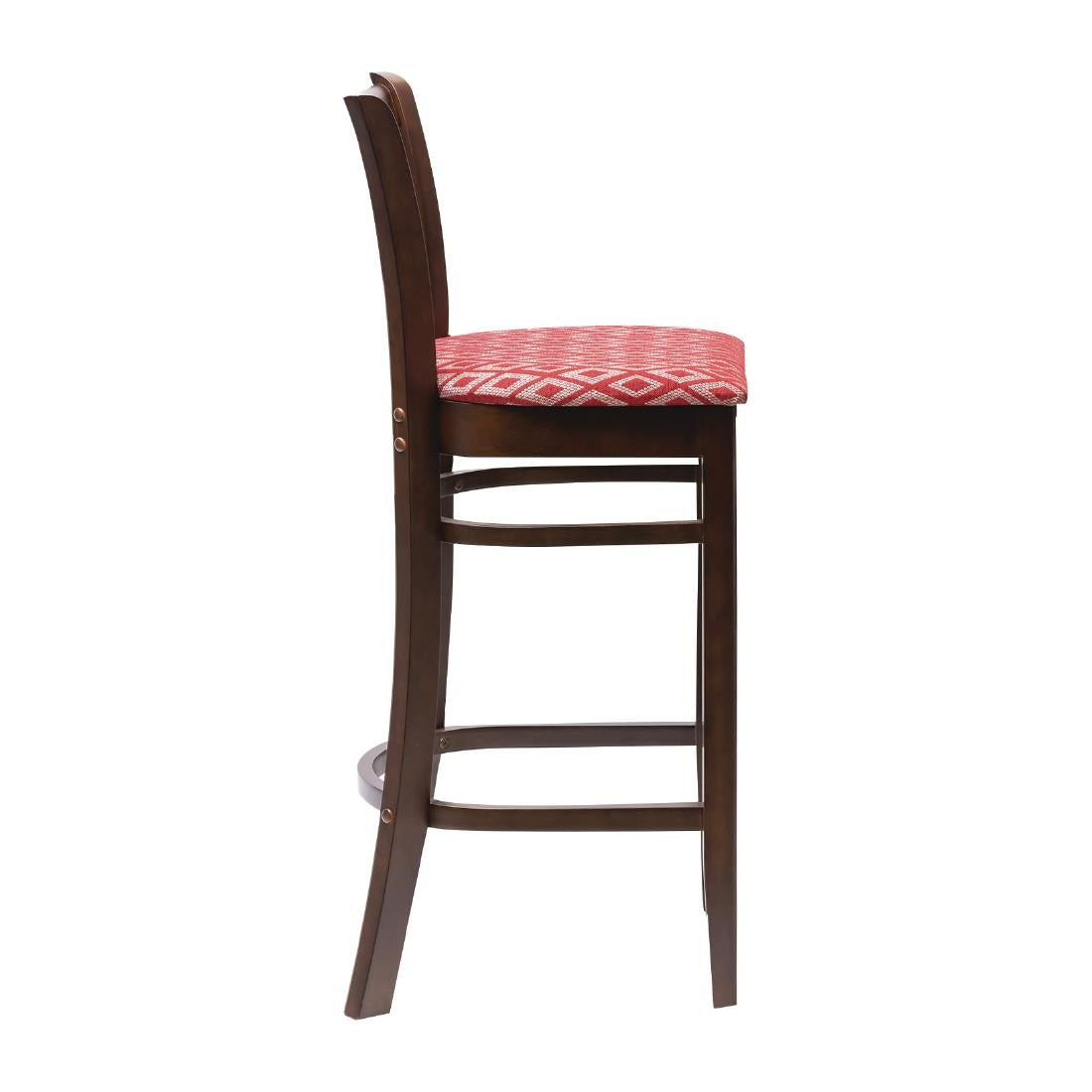 Manhattan Dark Walnut Bar Chair with Red Diamond Padded Seat