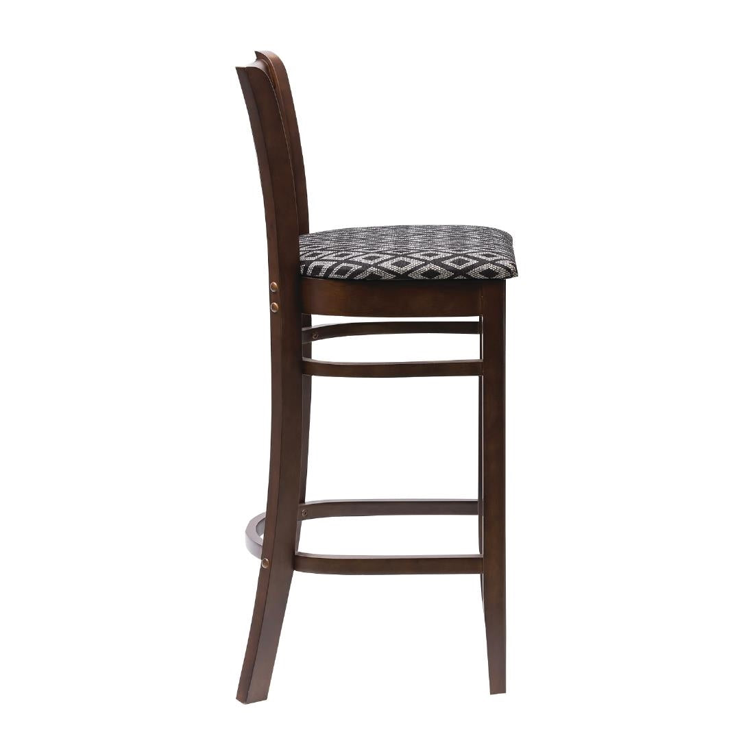 Manhattan Dark Walnut Bar Chair with Black Diamond Padded Seat