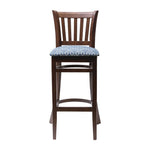 Manhattan Dark Walnut Bar Chair with Blue Diamond Padded Seat