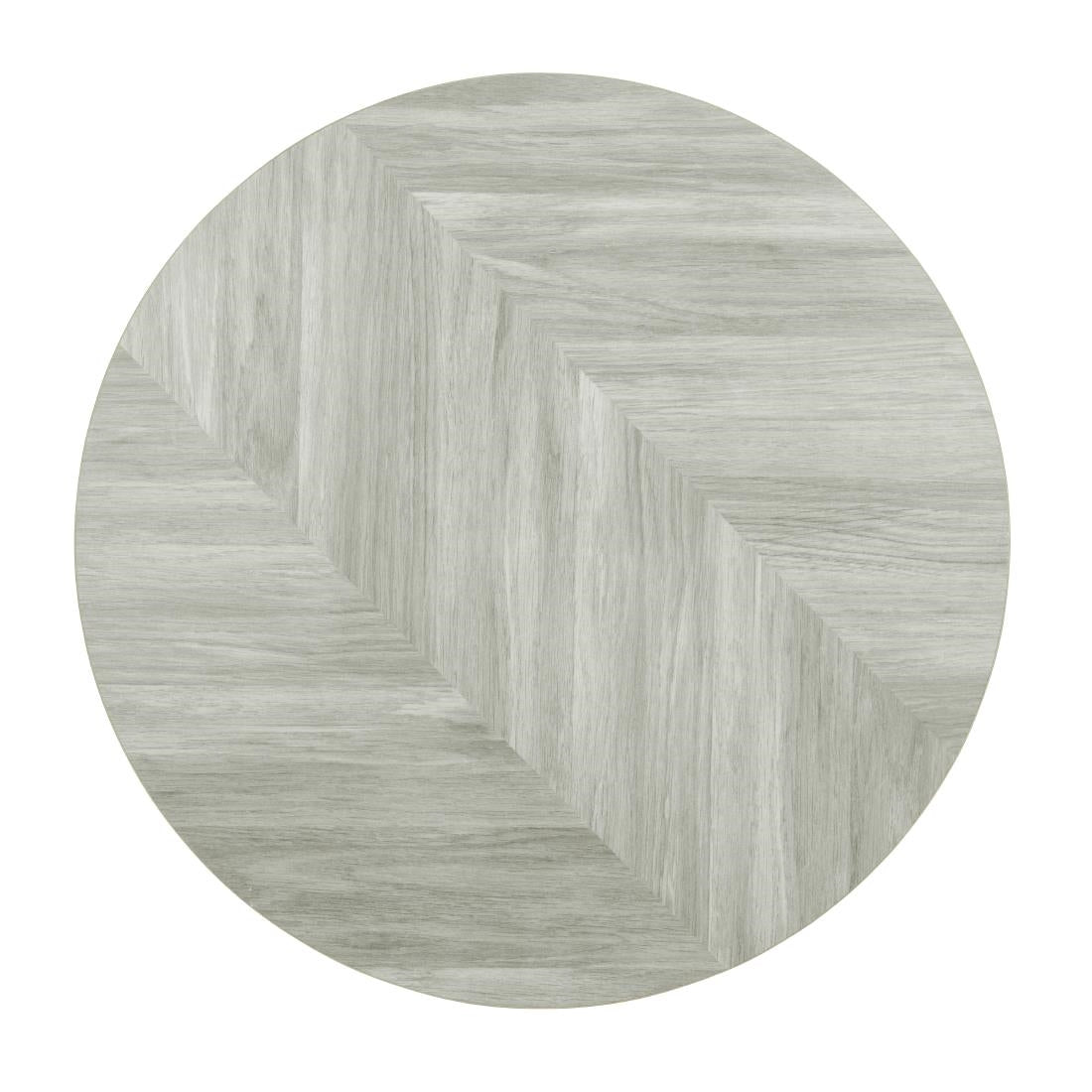 Bolero Pre-Drilled Round Table Top Chevron Design 600mm