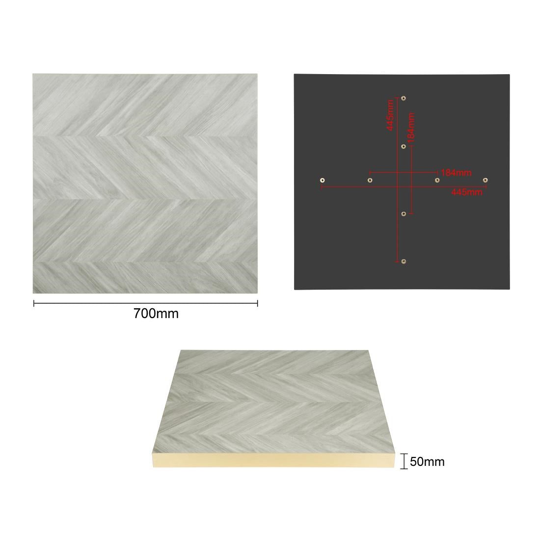Bolero Pre-Drilled Table Top Chevron Design 700x700mm