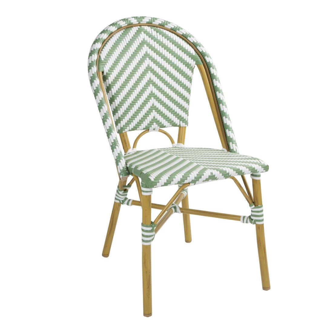 Bolero Parisian Style Rattan Side Chairs Light Green (2 Pack)